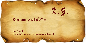 Korom Zalán névjegykártya